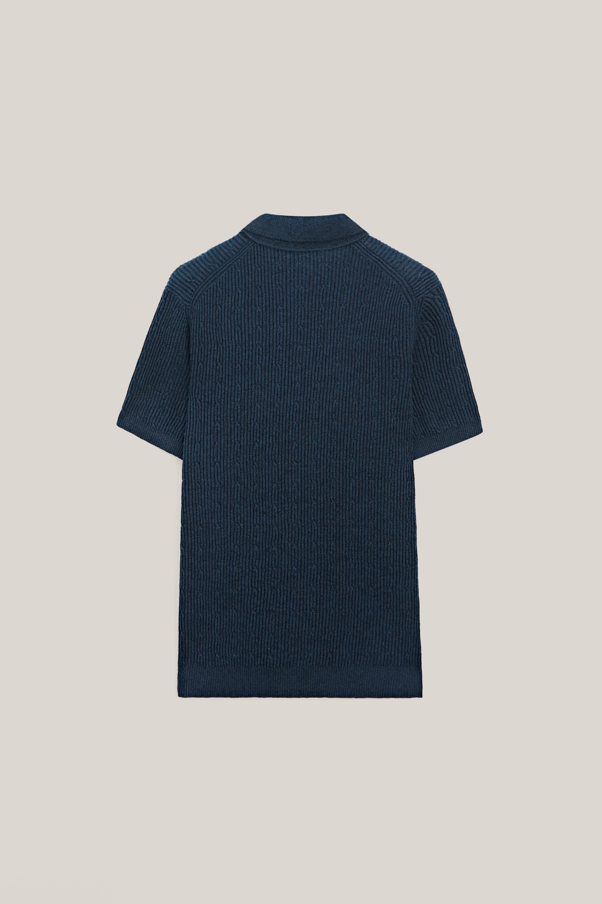 Pull polo en maille tressée